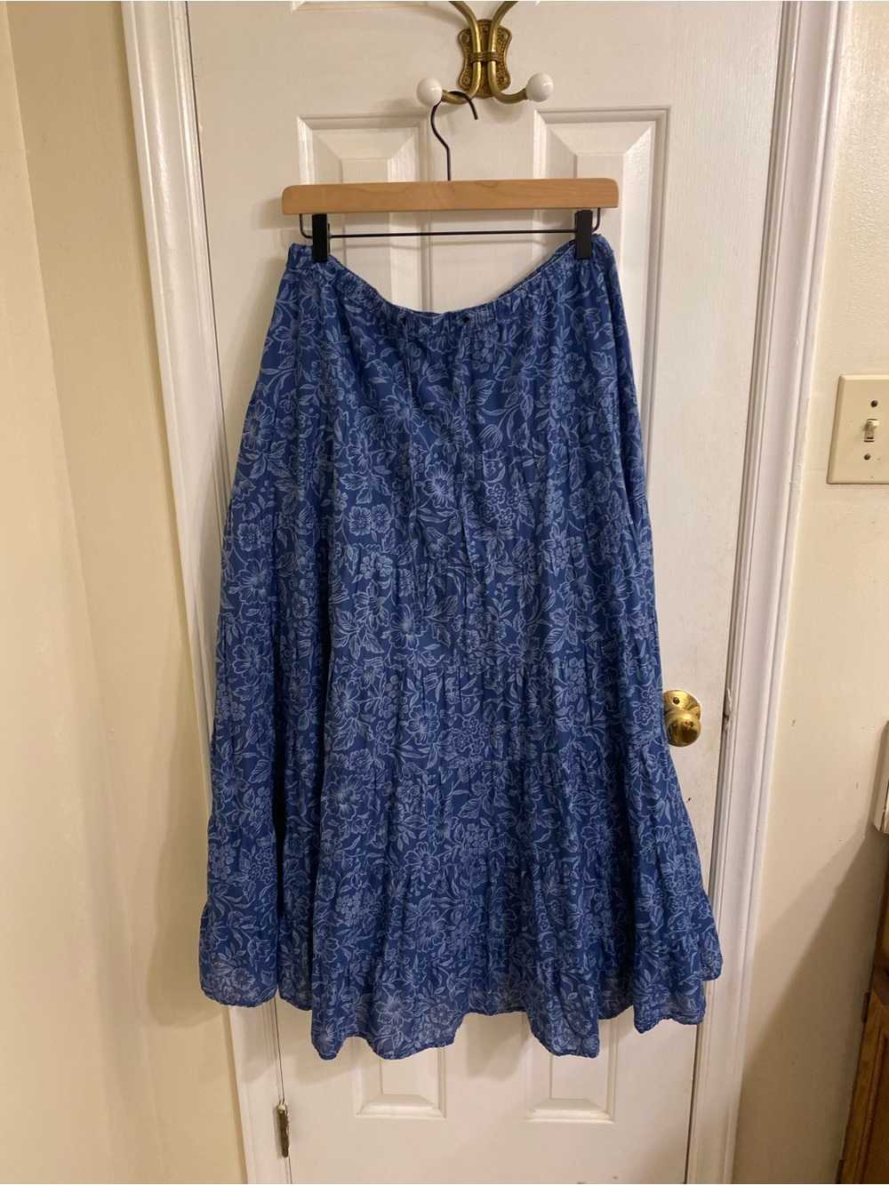 LAUREN RALPH LAUREN TIERED PRAIRIE SKIRT DRAWSTRING CHAMBRAY FLORAL MAXI MEDIUM - Picture 9 of 13